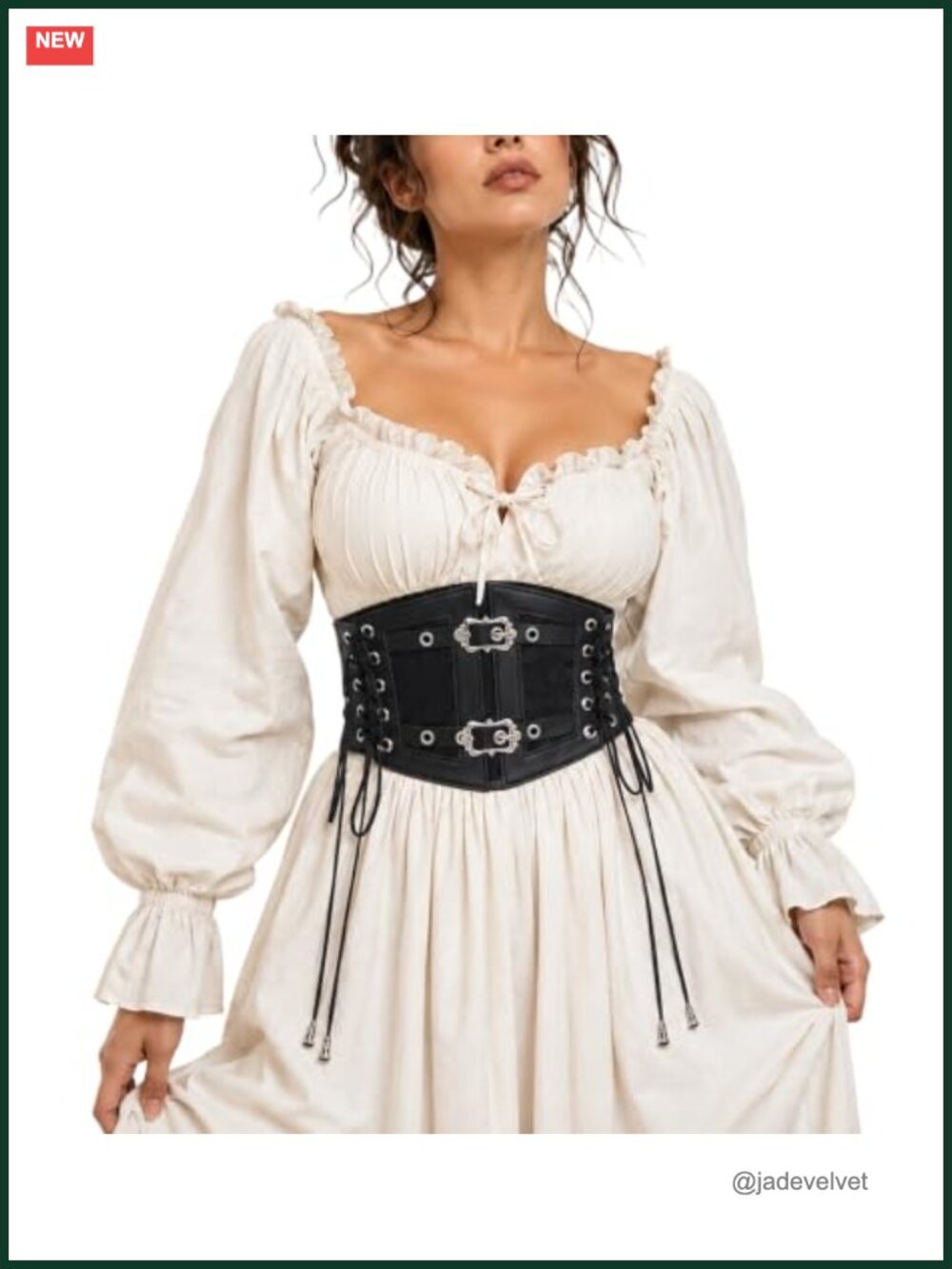 Women's Gothic Corset Belt PU Leather Lace-Up Waist Cincher Renaissance Costume